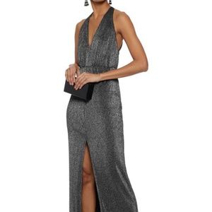 Halston Heritage Metallic Knit Evening Gown